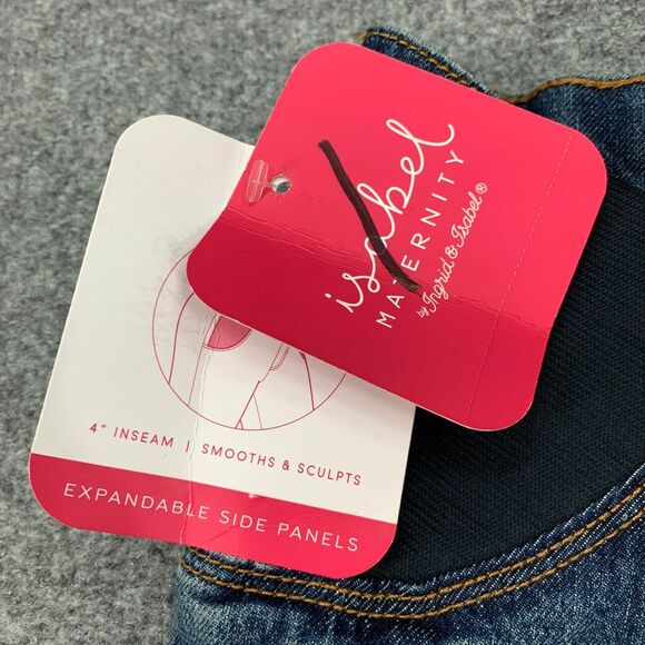 Ingrid & Isabel Maternity Denim Shorts Womens 10 Stretch Side Panels Sculpting - Picture 4 of 10